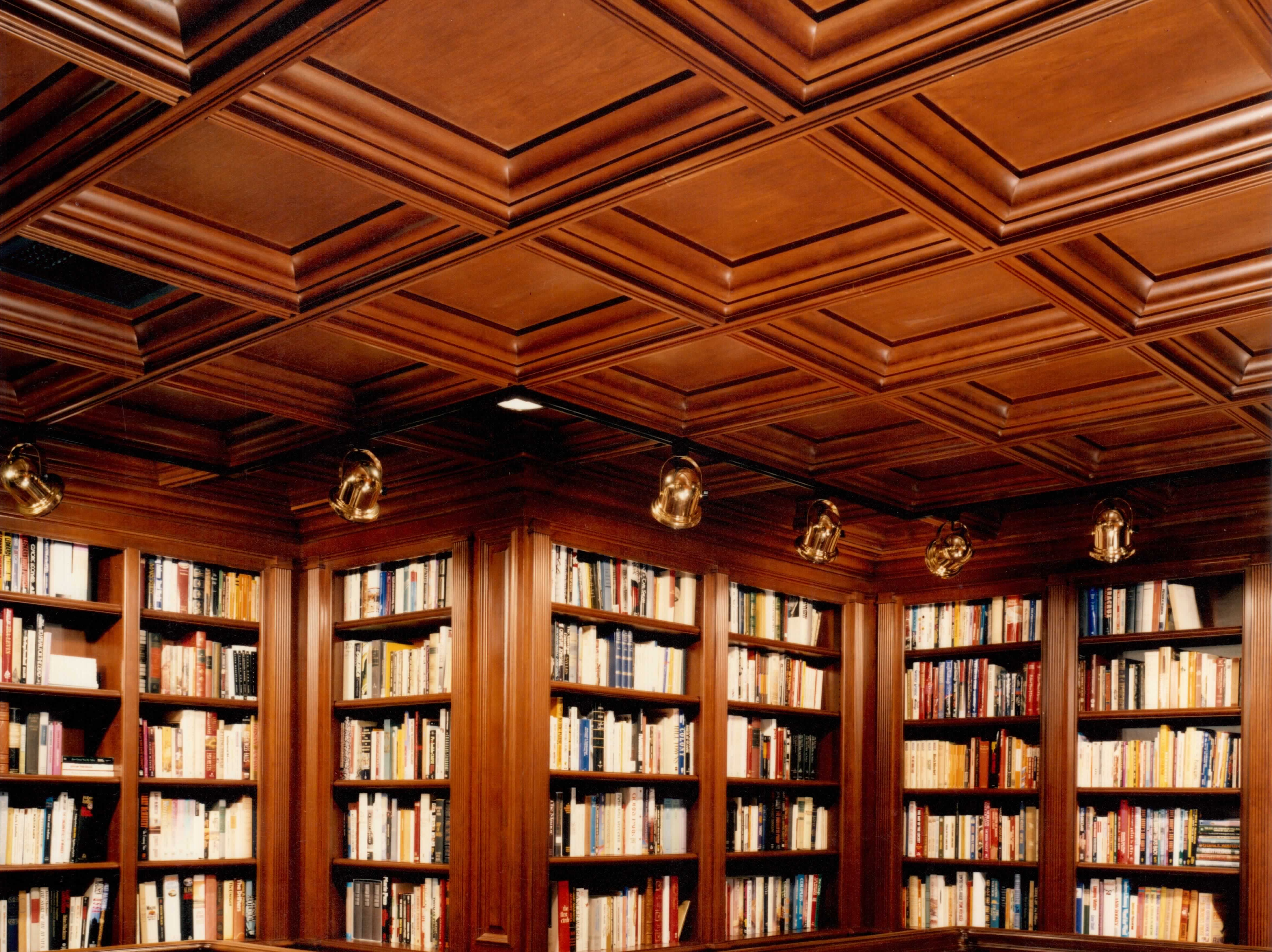 Library Wood Coffered Cherry Ceiling Woodgrid Coffered Ceilings