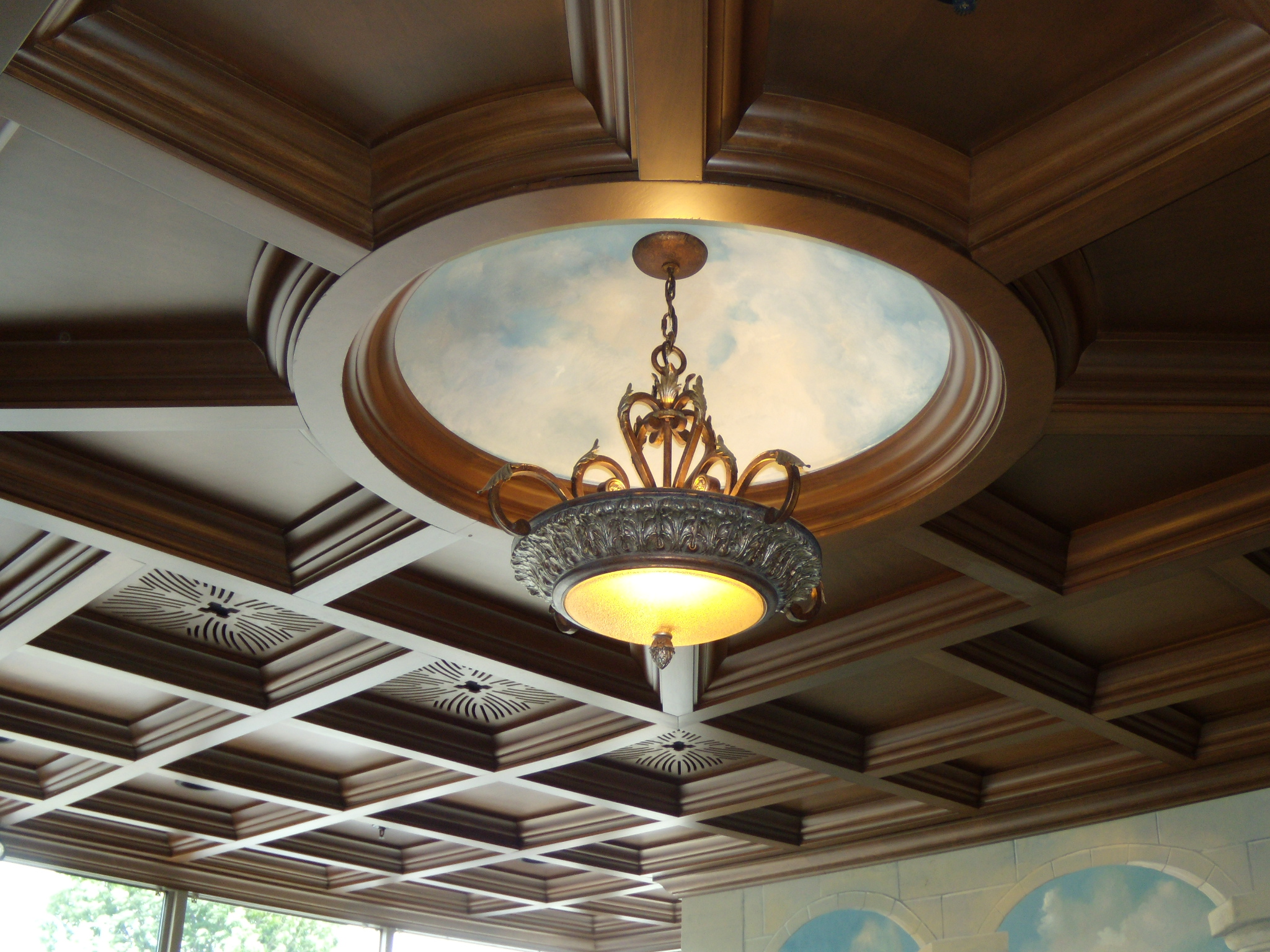 Wood Drop Ceiling with Circle Coffer * WoodGrid® Coffered