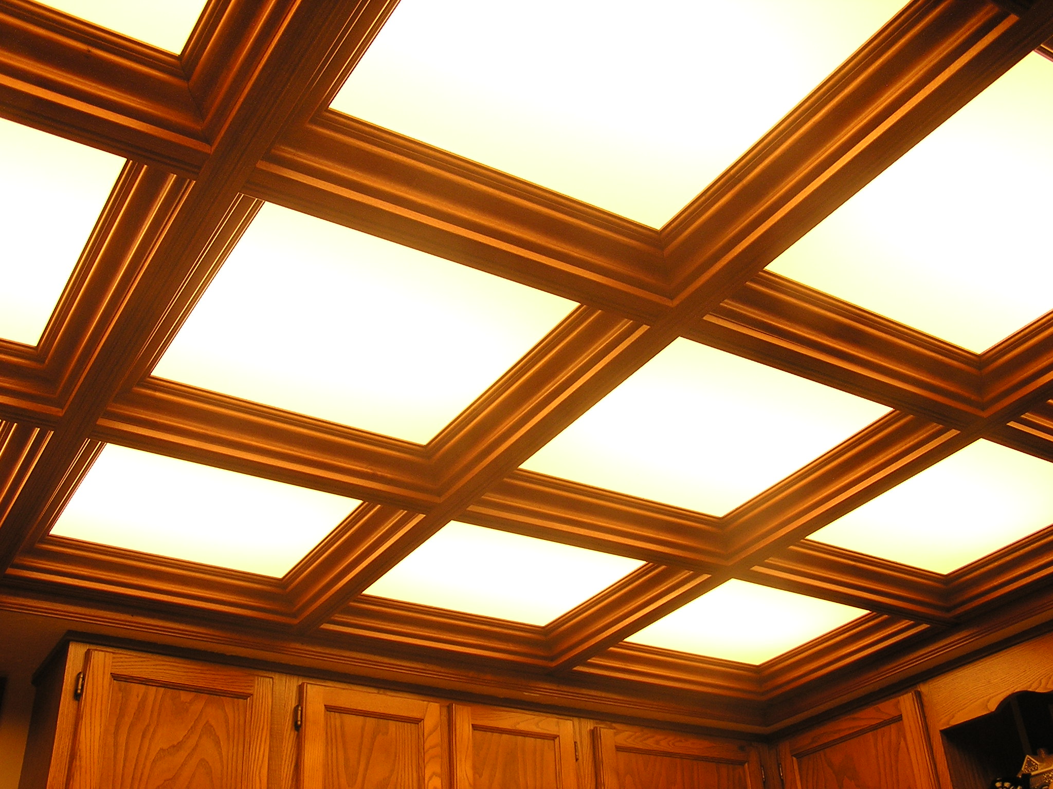Coffered Ceiling with Lighted Acrylic Panels
